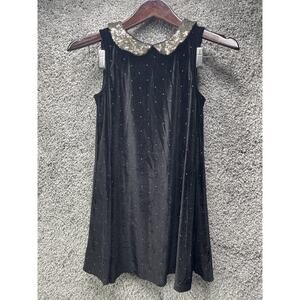 Epic Threads Sleeveless Collard Dress Womens Large Black Gold Polka Dots Sequin